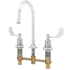 T&S Brass And Bronze Works T&S B-2820-01 Deck Mount Easy Install Faucet With 8" Centers, 5 1/2" Gooseneck, And 4" Wrist Action Handles