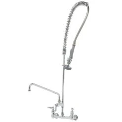 T&S Brass And Bronze Works T&S B-0133-A12-CCB EasyInstall Wall Mounted 41 1/2" High Pre-Rinse Faucet With Adjustable 8" Centers, 44" Hose, 12" Add-On Faucet, And 6" Wall Bracket