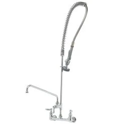 T&S Brass And Bronze Works T&S B-0133-ADF12 EasyInstall Wall Mounted 37 1/2" High Pre-Rinse Faucet With Adjustable 8" Centers, 44" Hose, And 12" Add-On Faucet