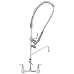 T&S Brass And Bronze Works T&S B-0133-ADF10-B EasyInstall Wall Mounted 37 1/2" High Pre-Rinse Faucet With Adjustable 8" Centers, 44" Hose, 10" Add-On Faucet, And 6" Wall Bracket