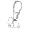 T&S Brass And Bronze Works T&S MPX-8WCN-08-CR EasyInstall Wall Mounted 22 1/8" High Mini Pre-Rinse Faucet With Adjustable 8" Centers, Angled Spray Valve, Club Handles, 24" Hose, 8" Add-On Faucet, And 6" Wall Bracket