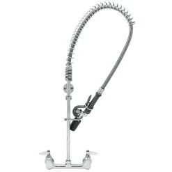 T&S Brass And Bronze Works T&S B-0133-V-BC EasyInstall Wall Mounted 38" High Pre-Rinse Faucet With Adjustable 8" Centers, Low Flow Spray Valve, 44" Hose, Vacuum Breaker, And 6" Wall Bracket