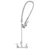 T&S Brass And Bronze Works T&S B-0133-ADF-LN EasyInstall Wall Mounted 37 1/2" High Pre-Rinse Faucet With Adjustable 8" Centers, 44" Hose, Base For Add-On Faucet, And 6" Wall Bracket