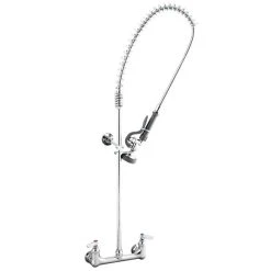 T&S Brass And Bronze Works T&S B-2278-B9 EasyInstall Wall Mounted 39 1/2" High Pre-Rinse Faucet With Adjustable 8" Centers, 44" Hose, Vacuum Breaker, 9" Wall Bracket, And Installation Kit