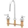 T&S Brass And Bronze Works T&S B-2870 Easy Install Deck Mount Faucet With 8" Centers, 4" Wrist Action Handles, 8 1/2" Gooseneck Spout, And Eterna Cartridges