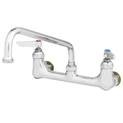 T&S Brass And Bronze Works T&S B-0232-CC-CR Wall Mounted Double Pantry Faucet With 8" Centers, 6" Swing Nozzle, Cerama Cartridges, And CC Connections