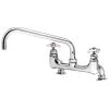 T&S Brass And Bronze Works T&S B-0293-01 Wall Mount Kettle And Pot Sink Mixing Faucet With 8" Adjustable Centers, 12" Big Flo Swing Nozzle, 4 Arm Handles, And Supply Nipples