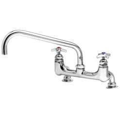 T&S Brass And Bronze Works T&S B-0293-01 Wall Mount Kettle And Pot Sink Mixing Faucet With 8" Adjustable Centers, 12" Big Flo Swing Nozzle, 4 Arm Handles, And Supply Nipples