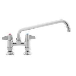 T&S Brass And Bronze Works Equip By T&S 5F-4DLS12 Deck Mount Mixing Faucet With Lever Handles And 12 1/8" Swing Nozzle On 4" Centers
