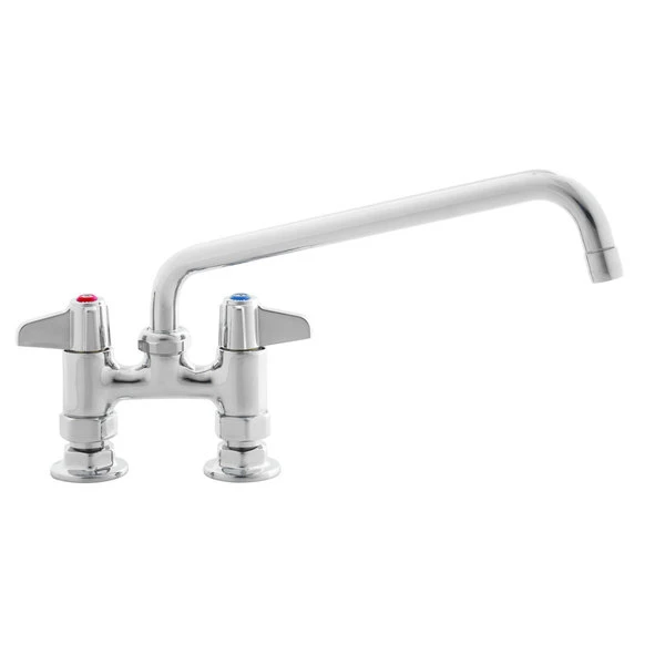 T&S Brass And Bronze Works Equip By T&S 5F-4DLX10 Deck Mounted Faucet With 10 1/8" Swing Spout, 4" Adjustable Centers, 5.2 GPM Laminar Flow Device, Cerama Cartridges, And Lever Handles