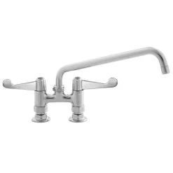 T&S Brass And Bronze Works Equip By T&S 5F-4DWX12 Deck Mounted Faucet With 12 1/8" Swing Spout, 4" Adjustable Centers, 5.2 GPM Laminar Flow Device, Cerama Cartridges, And Wrist Handles