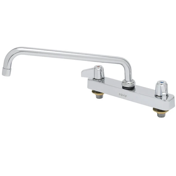 T&S Brass And Bronze Works Equip By T&S 5F-8CLX12 Deck Mounted Workboard Faucet With 12 1/8" Swing Spout, 8" Centers, 5.03 GPM Laminar Flow Device, Cerama Cartridges, And Lever Handles
