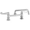 T&S Brass And Bronze Works Equip By T&S 5F-8DWX10 Deck Mounted Faucet With 8" Adjustable Centers, 10 1/8" Swing Spout, 5.27 GPM Laminar Flow Device, Cerama Cartridges, And Wrist Handles