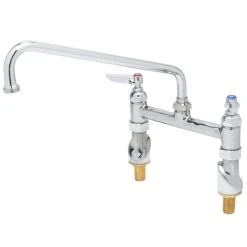 T&S Brass And Bronze Works T&S B-0221-KK Deck Mounted Faucet With 12" Swing Nozzle, 8" Centers, 23.09 GPM Stream Regulator Outlet, Eterna Cartridges, And Lever Handles
