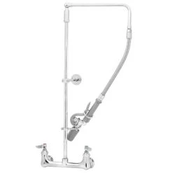 T&S Brass And Bronze Works T&S B-0131-BC Wall Mounted 29 3/4" High Pre-Rinse Faucet With Adjustable 8" Centers, Low Flow Spray Valve, Swivel Arm, 20" Hose, And 6" Wall Bracket
