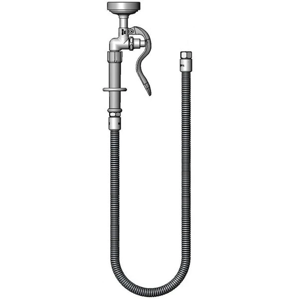 T&S Brass And Bronze Works T&S B-0044-H3 Hose Assembly With 44" Stainless Steel Flex Hose, B-0107 Spray Valve, And Adapters