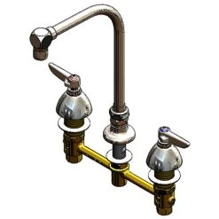 T&S Brass And Bronze Works T&S B-2858 Deck Mount Easy Install Faucet With 7 7/8" Swing Nozzle, 8" Centers, 2.2 GPM Aerator, Eterna Cartridges, And Lever Handles
