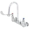 T&S Brass And Bronze Works T&S B-0351 Wall Mounted Mixing Faucet With 8" Adjustable Centers, 5 1/2" Rigid Gooseneck, And 6" Wrist Action Handles
