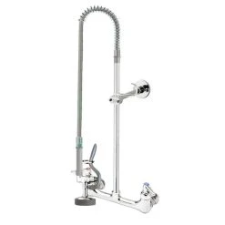 T&S Brass And Bronze Works T&S B-0133-V-B-68H EasyInstall Wall Mounted 37" High Pre-Rinse Faucet With Adjustable 8" Centers, 68" Hose, Vacuum Breaker, And 6" Wall Bracket