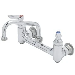 T&S Brass And Bronze Works T&S B-0232-F1-CR-SC Wall Mounted Pantry Faucet With 8" Adjustable Centers, 6" Swing Nozzle, And Cerama Cartridges With Check Valves