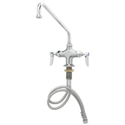 T&S Brass And Bronze Works T&S B-0201 Deck Mounted Single Hole Pantry Faucet With Flex Inlets, 12" Swing Nozzle, And Eterna Cartridges