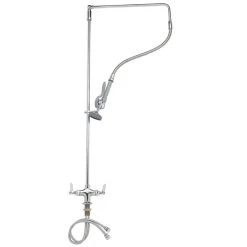 T&S Brass And Bronze Works T&S B-0112 Deck Mounted 44 3/8" High Pre-Rinse Faucet With Flex Inlets, Swivel Arm, And 26" Hose