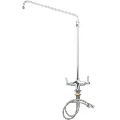 T&S Brass And Bronze Works T&S B-0271 Deck Mounted Single Hole Pantry Faucet With Flex Inlets, 12" Swing Nozzle, Eterna Cartridges, And 18" Riser