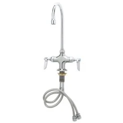 T&S Brass And Bronze Works T&S B-0302 Vandal Resistant Deck Mounted Single Hole Pantry Faucet With Flex Inlets, 5 11/16" Swivel Gooseneck Nozzle, Eterna Cartridges, And Conversion Washer
