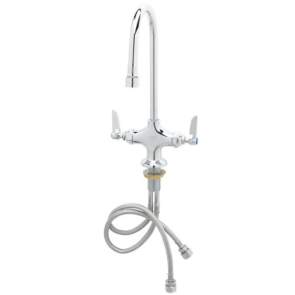 T&S Brass And Bronze Works T&S B-0303 Deck Mounted Single Hole Pantry Faucet With Flex Inlets, 5 9/16" Rigid Gooseneck Nozzle, And Eterna Cartridges