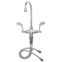 T&S Brass And Bronze Works T&S B-0309 Vandal Resistant Deck Mounted Single Hole Pantry Faucet With Flex Inlets, 8 13/16" Swivel Gooseneck Spout, Eterna Cartridges, And 4" Wrist Action Handles