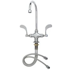 T&S Brass And Bronze Works T&S B-0316 Wall Mounted Faucet With 5 11/16" Swivel Gooseneck Spout, 20.10 GPM Stream Regulator, 3" Adjustable Vertical Centers, And 4-Arm Handles