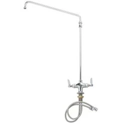 T&S Brass And Bronze Works T&S B-0270-144XVF22 Vandal Resistant Deck Mounted Single Hole Pantry Faucet With Flex Inlets, 18" Swing Nozzle, Eterna Cartridges, And 6" Riser