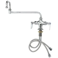 T&S Brass And Bronze Works T&S B-0251 Deck Mounted Pantry Faucet With Flex Inlets And 15" Double-Jointed Swing Nozzle