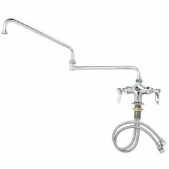 T&S Brass And Bronze Works T&S B-0268 Deck Mounted Single Hole Pantry Faucet With Flex Inlets, 24" Double Jointed Swing Nozzle, And Eterna Cartridges