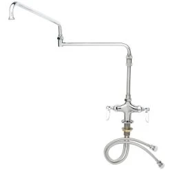 T&S Brass And Bronze Works T&S B-0268-01 Deck Mounted Single Hole Pantry Faucet With Flex Inlets, 18" Double Jointed Swing Nozzle, Eterna Cartridges, And 4 5/8" Extension
