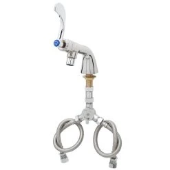 T&S Brass And Bronze Works T&S B-0842 Deck Mounted Single Temperature Faucet With Flex Inlets, 7" Rigid Nozzle, Eterna Cartridge, And 4" Wrist Action Handles