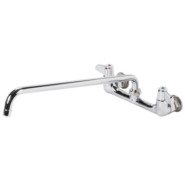 T&S Brass And Bronze Works Equip By T&S 5F-8WLX18 Wall Mounted Faucet With 18 1/8" Swing Spout, 5.2 GPM Laminar Flow Device, 8" Adjustable Centers, And Lever Handles