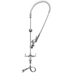 T&S Brass And Bronze Works T&S B-0113-C EasyInstall Deck Mounted 45" High Pre-Rinse Faucet With Flex Inlets, Low Flow Spray Valve, And 44" Hose