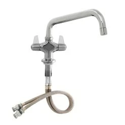 T&S Brass And Bronze Works Equip By T&S 5F-2SLX10 Single Hole Deck Mounted Faucet With 10 1/8" Swing Nozzle And Flexible Inlets - ADA Compliant