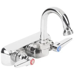 T&S Brass And Bronze Works T&S B-1146-01 Wall Mount Workboard Faucet With 4" Centers, 2 15/16" Gooseneck Spout, Escutcheon, Stream Regulator, And Tailpieces
