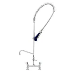 T&S Brass And Bronze Works T&S B-0123-A10-08 EasyInstall Deck Mounted 46" High Pre-Rinse Faucet With Adjustable 8" Centers, Ergonomic Spray Valve, 44" Hose, And 10" Add-On Faucet