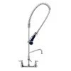T&S Brass And Bronze Works T&S B-0133-A06-08 EasyInstall Wall Mounted 37 1/2" High Pre-Rinse Faucet With Adjustable 8" Centers, Ergonomic Spray Valve, 44" Hose, And 6" Add-On Faucet