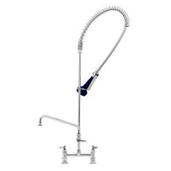 T&S Brass And Bronze Works T&S B-0123-A12-08 EasyInstall Deck Mounted 46" High Pre-Rinse Faucet With Adjustable 8" Centers, Ergonomic Spray Valve, 44" Hose, And 12" Add-On Faucet