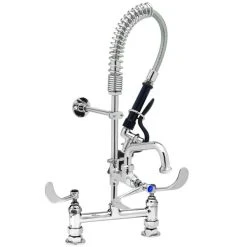 T&S Brass And Bronze Works T&S MPY-8DLN-06 EasyInstall Deck Mounted 24 1/2" High Mini Pre-Rinse Faucet With Adjustable 8" Centers, Low Flow Spray Valve, 24" Hose, 6" Add-On Faucet, And 6" Wall Bracket