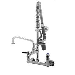 T&S Brass And Bronze Works T&S MPY-8WLN-06 EasyInstall Wall Mounted 22 1/4" High Mini Pre-Rinse Faucet With Adjustable 8" Centers, Low Flow Spray Valve, 24" Hose, 6" Add-On Faucet, And 6" Wall Bracket