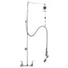 T&S Brass And Bronze Works T&S B-0128 Deck Mounted 55" High Pre-Rinse Faucet With Adjustable 8" Centers, Angled Low Flow Spray Valve, Balancer, 68" Hose, And 6" Wall Bracket