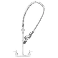 T&S Brass And Bronze Works T&S B-2278-0440-CR EasyInstall Wall Mounted 37" High Pre-Rinse Faucet With Adjustable 8" Centers, 44" Hose, Vacuum Breaker, 6" Wall Bracket, And Installation Kit