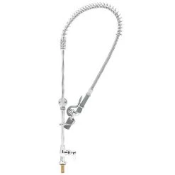 T&S Brass And Bronze Works T&S B-2285-CR-BC EasyInstall Deck Mounted 45 1/2" High Pre-Rinse Faucet With Single Inlet, Low Flow Spray Valve, 44" Hose, And 6" Wall Bracket