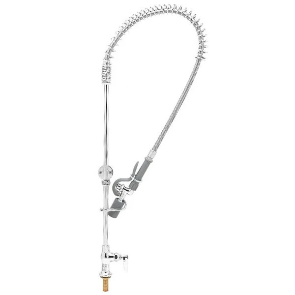 T&S Brass And Bronze Works T&S B-2285-CR-BC EasyInstall Deck Mounted 45 1/2" High Pre-Rinse Faucet With Single Inlet, Low Flow Spray Valve, 44" Hose, And 6" Wall Bracket