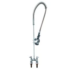 T&S Brass And Bronze Works T&S B-2290 EasyInstall Deck Mounted 41 1/2" High Pre-Rinse Faucet With Adjustable 4" Centers, 44" Hose, And 6" Wall Bracket